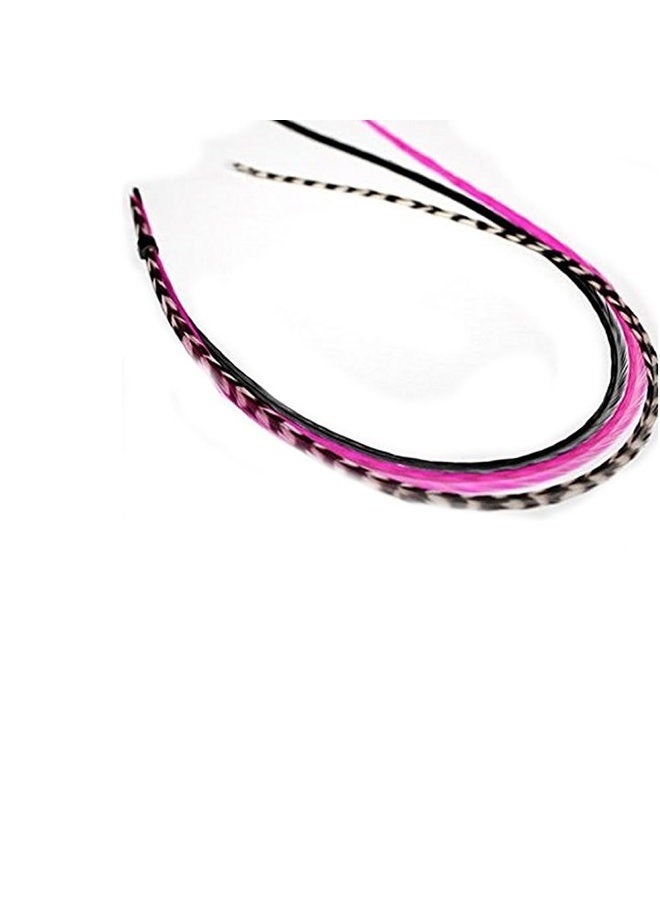 SEXY SPARKLES Feather Hair Extension Pink & Black Mix 6"-11" Feathers for Hair Extension Includes 2 Silicone Micro Beads 5 Feathers - Image 1